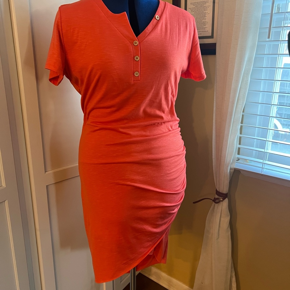 Super Cute Orange Midi Summer Dress‎